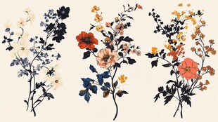 复古风花卉插画图案