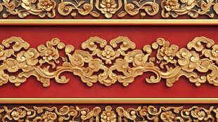 中式金红雕花装饰图案