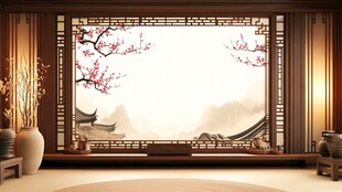 中式雅室 窗映春景如画