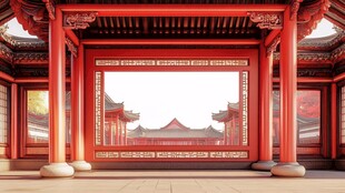 中式红亭古风建筑景观