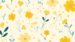 清新黄色小花植物图案