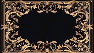 黑色背景金色华丽边框图案