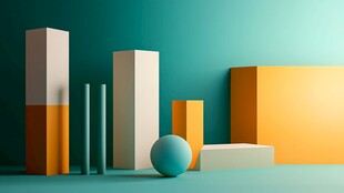 多彩几何立体组合场景