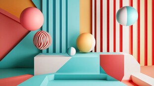 多彩几何球体立体空间场景