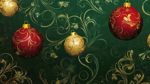 圣诞装饰球与华丽背景图案