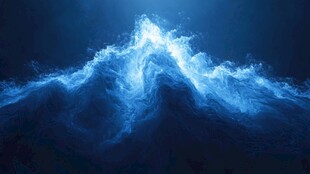 汹涌蓝色海浪奇幻景象