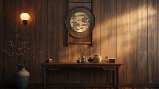 中式古风茶室静谧一角