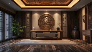 中式典雅茶室室内场景