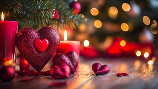 浪漫圣诞爱心烛光场景