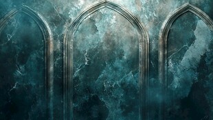 梦幻蓝绿拱形神秘背景