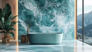 清新浴室 海洋风浴缸景观