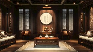 中式典雅茶室室内空间展示