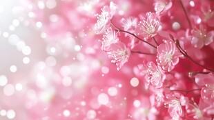 梦幻粉色樱花绽放美景