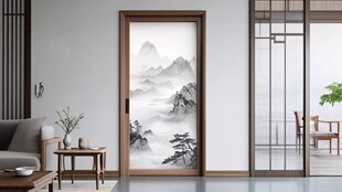 中式山水艺术室内门设计