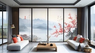 中式山水风雅致客厅空间