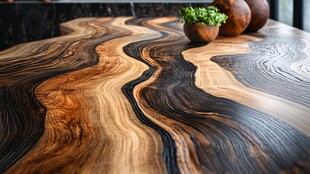 独特纹理的精美实木桌面