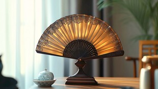 中式复古扇形台灯优雅摆件