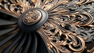 华丽黑金雕花金属装饰