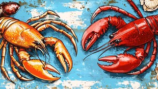 两只龙虾的趣味对峙