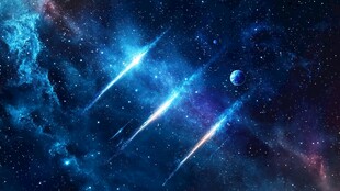 梦幻星空下的流星与星球