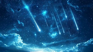 梦幻夜空流星划过美景