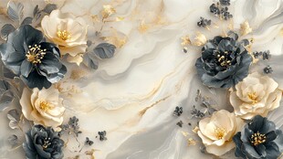 大理石背景上的精美花朵