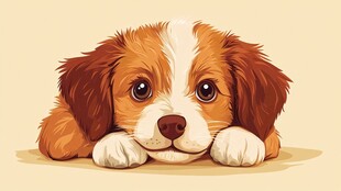 趴着的可爱小狗插画