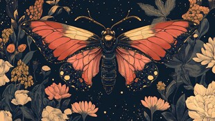 夜中蝶舞繁花间