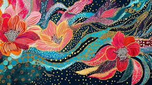梦幻绚丽花卉抽象艺术画