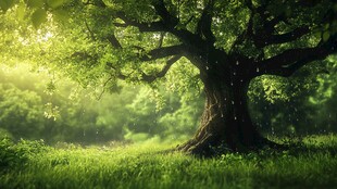 阳光照耀下的繁茂大树