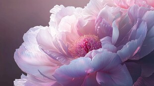 梦幻粉紫牡丹花特写