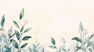 清新绿植水彩背景图