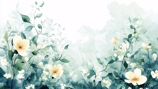 清新花卉水彩梦幻背景图