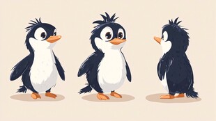 三只可爱小企鹅不同姿态