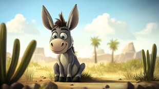 沙漠中的可爱小毛驴