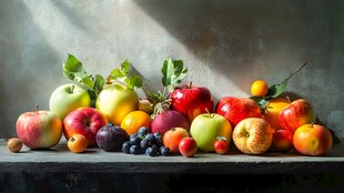 多彩新鲜水果静物摆拍