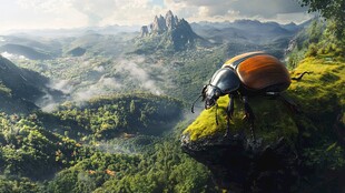 甲虫俯瞰葱郁山谷奇景