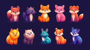 可爱多彩小狐狸插画集合