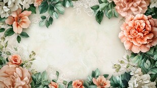 浪漫花卉边框背景图