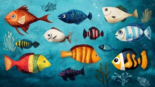 海底多彩鱼儿畅游图