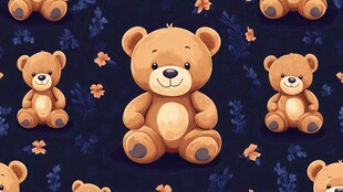 可爱小熊花卉图案背景