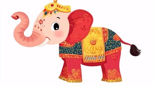 印度风装饰的可爱卡通大象