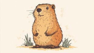 可爱土拨鼠站立插画