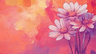 梦幻绚丽雏菊水彩画