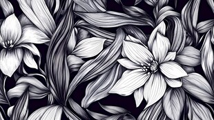 黑白花卉图案纹理背景图