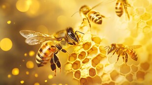 蜜蜂忙碌于蜂巢间