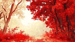 秋日红林的梦幻光影