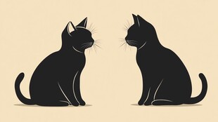 两只黑猫对视插画