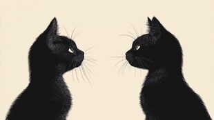 对视的两只黑猫