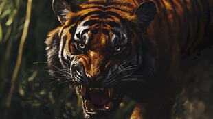 怒目圆睁的威猛丛林老虎